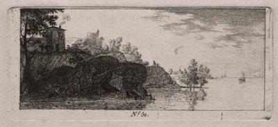 Cottage su un promontorio roccioso lungo un fiume da Antoine de Marcenay de Ghuy