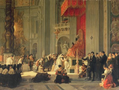 Baciare i piedi della statua di San Pietro a San Pietro, Roma, 1812 da Antoinette Cecile Hortense Lescot Haudebourt