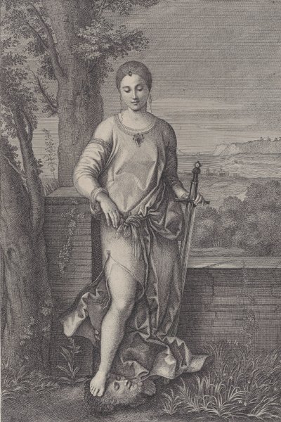 Giuditta in piedi con il piede sulla testa di Oloferne da Antoinette Larcher