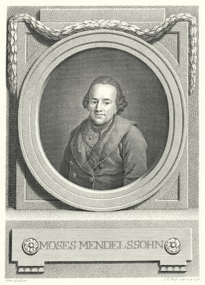 Moses Mendelssohn, filosofo ebreo tedesco (incisione) da Anton (after) Graff