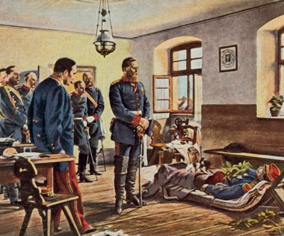 Il principe ereditario Federico Guglielmo alla salma del generale Douay, 4 agosto 1870 (litografia a colori ingrandita) da Anton Alexander von (after) Werner