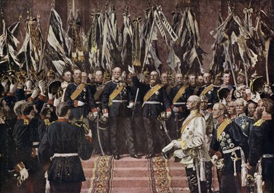 Re Guglielmo I di Prussia proclamato imperatore di una Germania unita, Versailles, Francia da Anton Alexander von (after) Werner