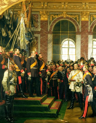 La proclamazione di Guglielmo come Kaiser del nuovo Reich tedesco, nella Sala degli Specchi a Versailles il 18 gennaio 1871, dipinto nel 1885 da Anton Alexander von Werner