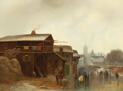 Divertimenti invernali con una città sullo sfondo da Anton Doll