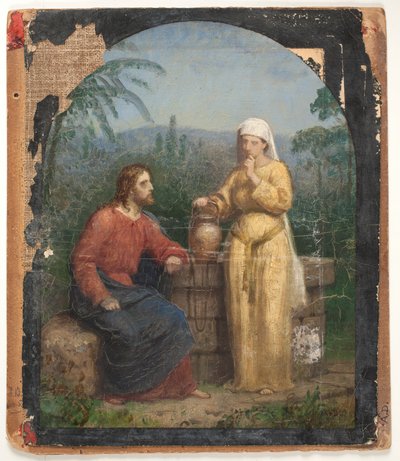 Schizzo a olio per Gesù e la Samaritana al pozzo da Anton Dorph