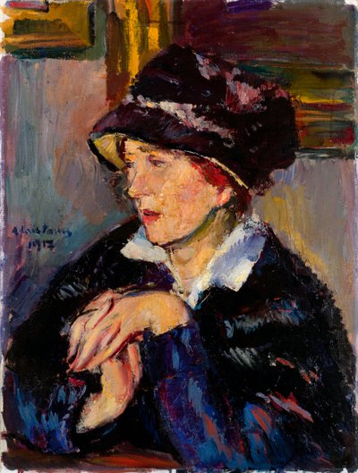 Donna con un cappello nero da Anton Faistauer
