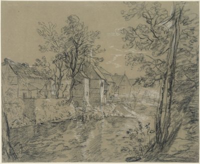 Case presso il fiume (case sulla Weißeritz nella valle di Plauen presso Dresda) da Anton Graff
