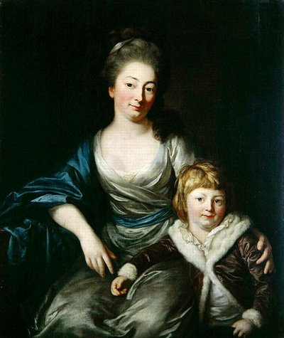 Johanna Amalie, Contessa Senfft von Pilsach con suo figlio Henry da Anton Graff
