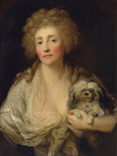 Ritratto di Anna Oraczewska con il cane, 1789 da Anton Graff