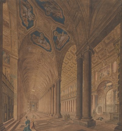 Vista interna della Basilica di Santa Maria Maggiore, Roma, 1833 da Anton Hallmann