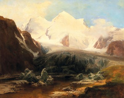 Una veduta di un lago di montagna con le montagne innevate sullo sfondo da Anton Hansch