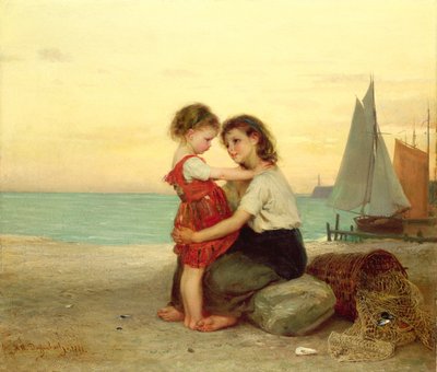 Sorelle sulla spiaggia, 1871 da Anton Heinrich Dieffenbach