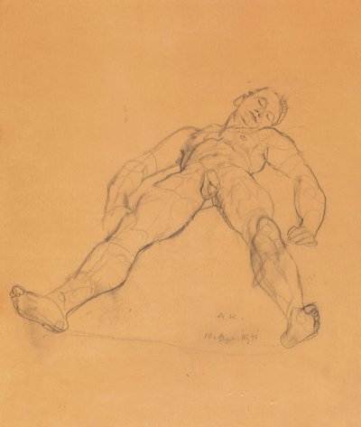 Anton Kolig Nudo maschile reclinato da Anton Kolig