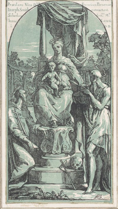 La Vergine e il Bambino in trono, San Girolamo in basso a destra, San Francesco..., prima del 1749 da Anton Maria Zanetti