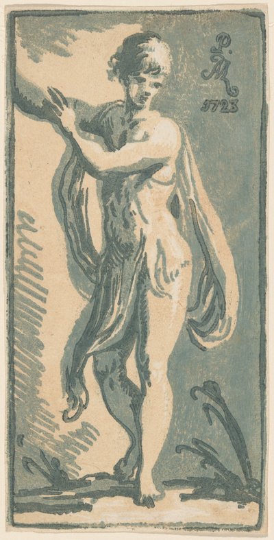 Un giovane in piedi che gesticola alla sua destra da Anton Maria Zanetti I, after Parmigianino