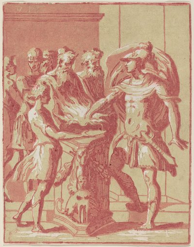 Muzio Scevola mette la mano nel fuoco da Anton Maria Zanetti I after Parmigianino