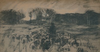 Schizzo di un pastore e il suo gregge, XIX secolo da Anton Mauve