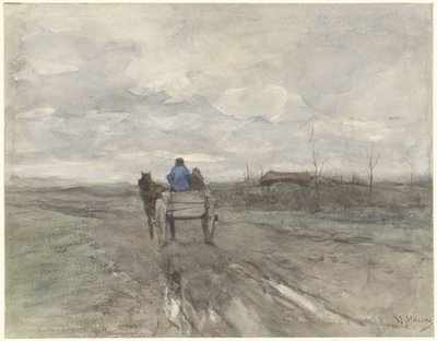 Carro contadino su una strada di campagna da Anton Mauve