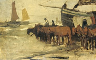 Il varo di una barca da pesca da Anton Mauve
