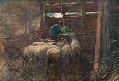 Interno di un fienile da Anton Mauve