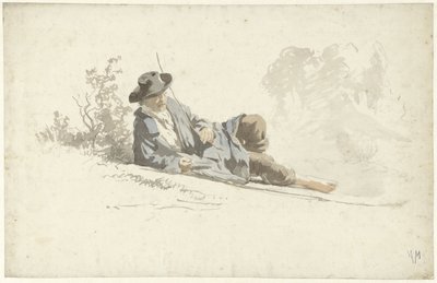 Uomo a riposo sdraiato a terra da Anton Mauve