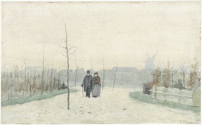Vecchia coppia in un parco di recente costruzione da Anton Mauve