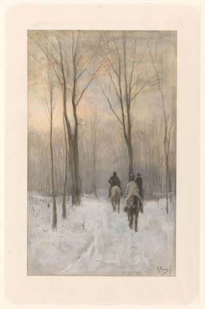 Cavalieri nella neve nel Haagse Bos da Anton Mauve