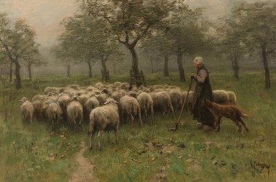Pastorella con un gregge di pecore. Circa 1870-88 da Anton Mauve