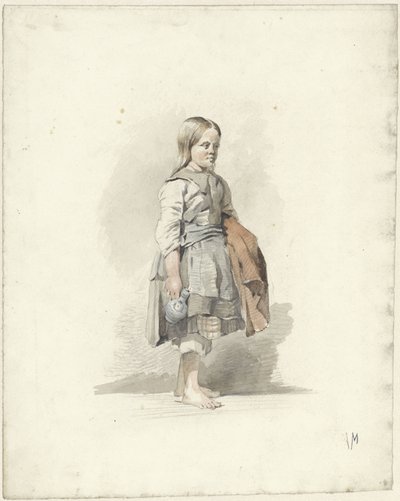 Ragazza in piedi con brocca e mantello sotto il braccio da Anton Mauve