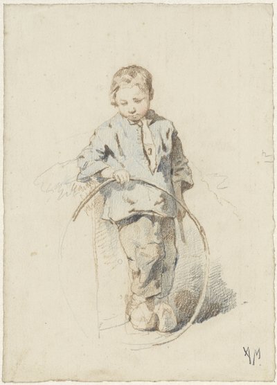 Ragazzo in piedi con un cerchio da Anton Mauve