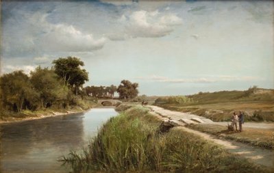 Paesaggio fluviale francese con un ponte da Anton Melbye