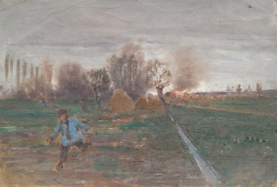 Paesaggio con fattoria in fiamme da Anton Nowak