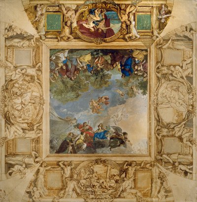 Apollo e Atena premiano i talenti e Minerva affiancata da cariatidi e medaglioni raffiguranti Marte, Venere, Ercole e Cibele da Anton Raphael Mengs