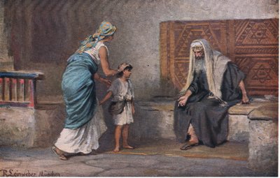 Anna porta Samuele a Eli, da Hulberts Story of the Bible pubblicato da The John Winston Company, 1932 da Anton Robert Leinweber