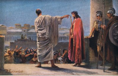 Gesù davanti a Pilato, da Hulberts Story of the Bible pubblicato da The John Winston Company, 1932 da Anton Robert Leinweber