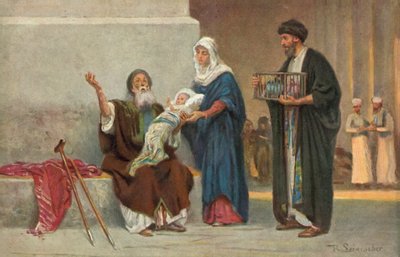 Maria e Giuseppe presentano il bambino Gesù a Simeone da Anton Robert Leinweber