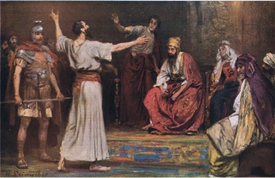 Paolo davanti a Festo e Agrippa, da La storia della Bibbia di Hulbert da Anton Robert Leinweber