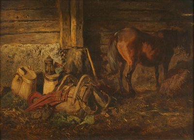 Interno stalla con cavallo da Anton Schrodl
