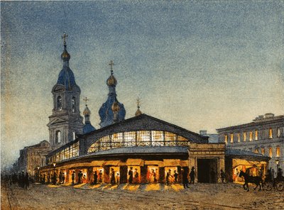 La Fiera La Piazza Sennaya e la Chiesa del Salvatore a San Pietroburgo da Anton Sergeevich Lytkin