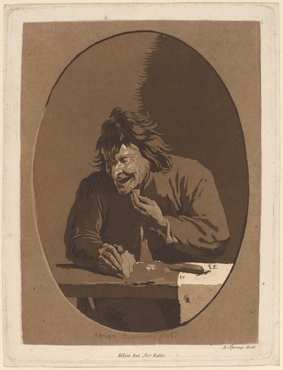 Un Contadino che Mangia da Anton Spreng after Adriaen Brouwer; published by Joseph Eder