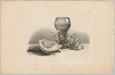 Natura morta con bicchiere, ostriche e uva (serie: Bloem en Fruit Studien, 3a puntata) da Anton Weiss