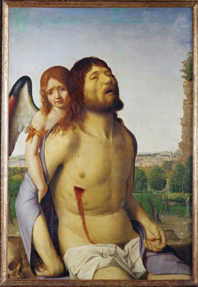Cristo morto sorretto da un angelo (dipinto su tavola) da Antonello da Messina