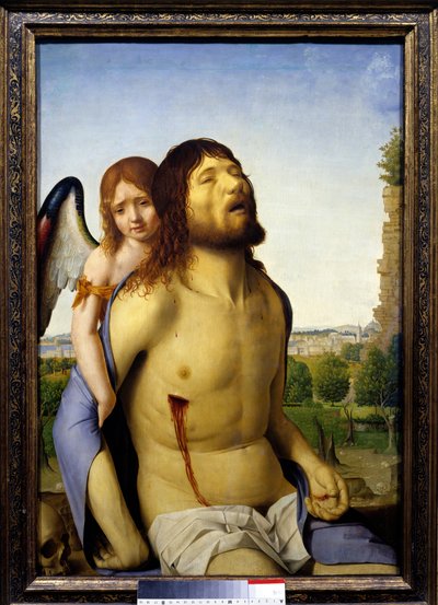 Cristo morto sorretto da un angelo (dettaglio) da Antonello da Messina