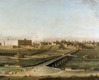 Veduta della città di Madrid con il Palazzo Reale ca 1750 dalla riva destra del fiume Manzanares (dettaglio) da Antonia de dipi Joli