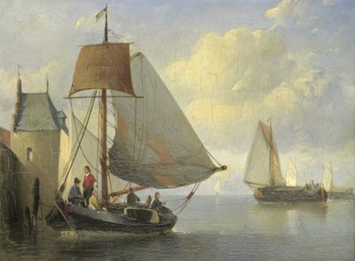 Veduta del fiume con una torre ispirata alla torre di Camperveer a Veere da Antonie Waldorp