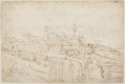 La Chiesa di S. Gregorio Magno sul Colle Celio (verso) da Antonie van den Wyngaerde