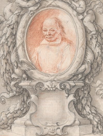 Ritratto ovale di un uomo in una cornice elaborata con un cartiglio da Antonino Grano