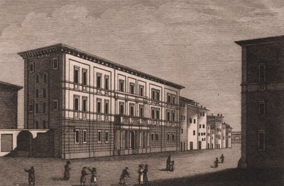 Veduta del Palazzo Episcopale a Pistoia, Toscana, Italia, incisione in rame di Antonio Morghen (1788-1853), circa 13x9.5 cm da Antonio (1788 1853) Morghen