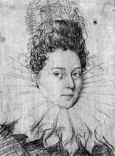 Ritratto di una giovane donna con colletto e acconciatura elaborata da Antonio (circle of) Campi