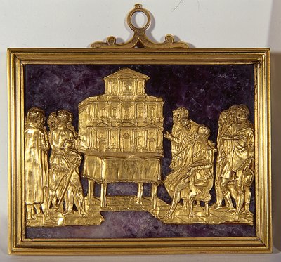 Bernardo Buontalenti (1531-1608) presenta un modello della facciata della cattedrale di Santa Maria del Fiore, c.1587 da Antonio (fl.1578 1624) Giambologna (1529 1608) and Susini